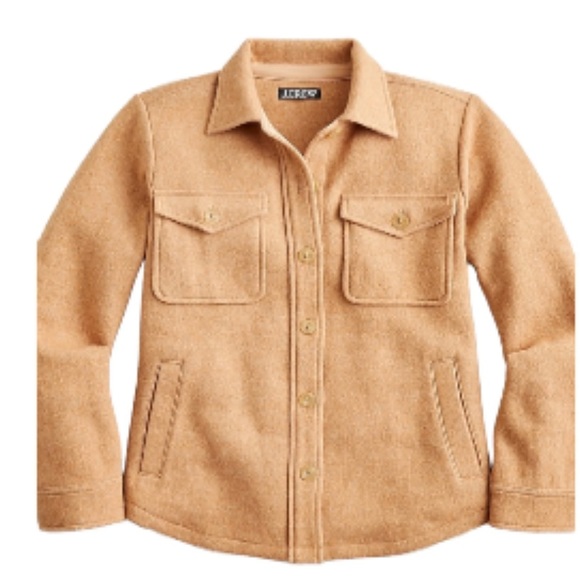 J. Crew | Women’s Shirt Jacket | Tan Wool Blend Button down Shacket | Size Med - Picture 2 of 16